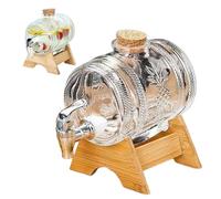 Lejelyma Liquor Dispenser, 1000ml Sealing Whiskey Decanter with Tap, Exquisite Patterns Beverage Dispenser with Stand for Parties Bar Home