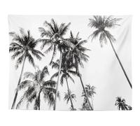 Lejelyma Plant Tapestry, Black and White Palm Tree Tapestry, 5x6.5ft Tropical Branches Silhouette Wall-Mounted for Living Room Bedroom Office Decorations