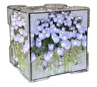 Lejelyma Tulips Night Light, DIY Tulips Cube Mirror Lamp, Decorative Flower Night Light for Bedroom Living Room, for Family and Friends, 4x4x4