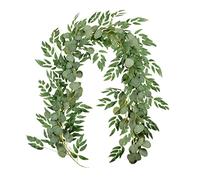 Lejelyma Vine Artificielle Willow quitte Garland Table Runner Runner 6.5ft Faux Eucalyptus Twigs pour Le Mariage 2pcs Willow Feuilles couronnes