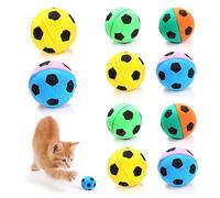 LejeMaek 10PCS Cat Ball Toy, 1.6" Foam Sponge Football Cat Toys Interactive Cat Balls Colorful Cat Soccer Toy Sports Ball for Indoor Cats (Random Color) Cat Balls