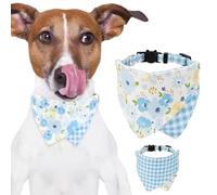 LejeMaek Cat Bandana Collar, Detachable Double-Sided Cat Bandana with Bell, Floral Flower Plaid Cute Cat Collar, Adjustable Bandana for Cats, Puppy Cat Bandana