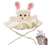 LejeMaek Cat Hat, Knit Cute Cat Outfit Knitted Bunny Design Cat Hats Soft Warm Party Costume Headwear Accessories for Cat Kitten Small Dogs Small Animals Cat Hats