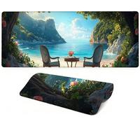 Lejnlnng Tapis de Souris de Gaming XXL, 90x40cm - Grand Tapis de Bureau Fleur, XL Imperméable Mouse Pad Océan, Mousepad en Caoutchouc Antidérapant avec Bords Cousus pour Bureau, Gaming JL-7863
