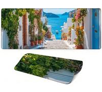 Lejnlnng Tapis de Souris de Gaming XXL, 90x40cm - Grand Tapis de Bureau Fleur, XL Imperméable Mouse Pad Océan, Mousepad en Caoutchouc Antidérapant avec Bords Cousus pour Bureau, Gaming JL-7843