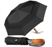Lejorain Grand parapluie de golf pliable - Parapluie compact pour homme - Parapluie de voyage imperméable et coupe-vent de 137,2 cm - Parapluie pliable à ouverture automatique - Parapluie 210T en