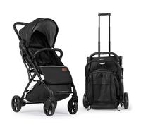 Lejoux Poussette bébé - Poussette de voyage légère pliable harnais 5 points, dossier de siège réglable et panier surdimensionné pliable 1 main - Roues pivotantes lisses Housse de pluie en cuir noir