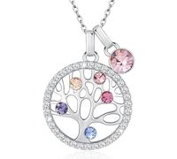 LEKANI Collier Femme Arbre de Vie Argent 925 avec Cristaux De Autriche Bijoux Idéal Cadeau pour Femme Maman Mamie Anniversaire Cadeau Saint-Valentin Fête des Mères Noël