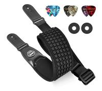 LEKATO 3D éponge guitare sangle ceinture LGS-1 remplissage réglable guitare électrique sangle basse ceinture 3.5 "de large avec 6 médiators noir