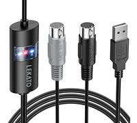 LEKATO Câble MIDI, interface MIDI vers USB, connexion d'entrée et de sortie, clavier de piano, synthétiseur pour l'édition et l'enregistrement, câble MIDI professionnel avec Windows/Mac pour studio - 1,8 m