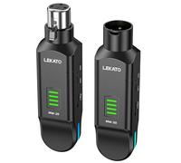 LEKATO Émetteur et récepteur de microphone XLR sans fil 2,4 GHz, alimentation fantôme 48 V, condensateur/micros dynamiques pris en charge, Plug & Play, autonomie de 8 h pour systèmes de sonorisation