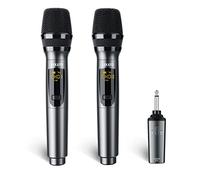 LEKATO Microphones Sans Fil 2,4 GHz Doubles Rechargeables - 30 Heures d'Autonomie - Ensemble en Métal pour Karaoké, Chant, Église, Fête, Mariage