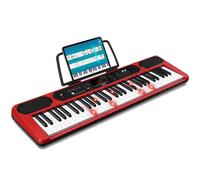 LEKATO Piano à clavier 61 touches, clavier électronique pour débutants avec touches éclairées et écran LED, deux haut-parleurs intégrés, modes d'apprentissage, pupitre, rouge