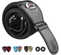 LEKATO Sangle de guitare avec extrémités en cuir véritable Longueur réglable de 45 "à 55" pour guitares basses électriques acoustiques