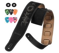 LEKATO Sangle Guitare en Daim pour Basse Guitare, 2.4 Pouces de Large Ceinture de Guitare Rembourrée, 35" à 51" Régelable pour Guitares Acoustiques Electriques Basses, Cadeau pour Hommes Femmes (noir)