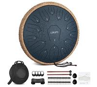 LEKATO Steel Tongue Drum à 15 Notes 14 Pouces, C Key Tambour de Langue Handpan Instrument de Percussion pour Education Méditation de Guérison, Cadeau pour Débutant(Bleu Marine)