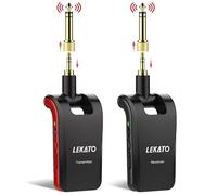 LEKATO Système de guitare sans fil Émetteur et récepteur de guitare stéréo sans fil 1/4"et 1/8" Fiches 2 en 1 6 canaux 2,4 GHz Rechargeable pour guitare électrique, basse, clavier