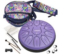 LEKATO Tambour à langue en acier de 15,2 cm à 11 notes avec sac de rangement, tambour pour débutant, méditation, yoga, éducation musicale, violet