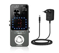 LEKATO Triple Loop Station, de boucle d'enregistrement synchrone Tuner intégré Boucleur électrique Total 18 minutes Pédale d'effet de boucle d'overdub illimitée pour guitares Basse (Gris + Adaptateur)