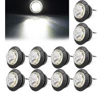 LeKaufen 10 pièces 3/4" voiture ronde LED feux latéraux 1,9cm feux de position latéraux 12V 24V lampe de contrôle feux de position pour camion camion remorque caravane (blanc)