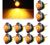 LeKaufen 10 pièces 3/4" voiture ronde LED feux latéraux 1,9cm feux de position latéraux 12V 24V lampe de contrôle feux de position pour camion camion remorque caravane (jaune)