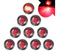 LeKaufen 10 pièces 3/4" voiture ronde LED feux latéraux 1,9cm feux de position latéraux 12V 24V lampe de contrôle feux de position pour camion camion remorque caravane (rouge)