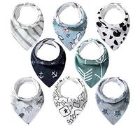 Lekebaby Bavoir Bébé Bandana Lot de 8 pcs Unisexe Bavette Coton 100% avec Boucle Pression Réglable Doux Absorbant Respirent, Bavoirs Bébé Fille Bavette Pour Enfant 0 à 36 Mois, Cadeau Naissance Garcon