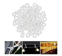 Lekeeu Lot de 100 Crochets à Suspendre pour Guirlande Lumineuse de Noël | Lumière de Noël Accessoires de lumière de Noël Extérieur Bardeau de Gouttière Crochets Extérieurs Blanc