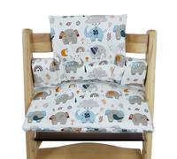 LEKEFET Kids Coussin d'assise pour chaise haute Stokke Tripp Trapp Trapp - 2 pièces - Imperméable - Amovible - Doux - Nettoyage facile - Motif parc d'éléphants