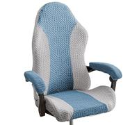 LEKEFETO 1 jeu de housses de chaise de jeu, extensibles et amovibles, avec accoudoirs, lavable, pour chaise d'ordinateur, chaise de jeu, pas de chaise (gris et bleu)