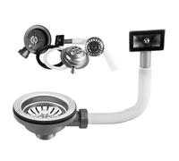 LEKEFETO 114 mm Valve de vidange en acier inoxydable avec trop-plein, bonde d'évier avec crépine, crépine de cuisine en acier inoxydable avec interface rectangulaire, garniture de vidange de lavabo