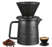 LEKEFETO 500 ml Filtre à café en porcelaine avec tasse, filtre à café réutilisable en porcelaine, cafetière à café avec tasse en céramique, cafetière avec filtre, filtre à café réutilisable