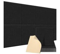 LEKEFETO 8pcs Panneaux Acoustiques Autocollants Haute Densité, Absorbeurs Acoustiques 30x30x1cm, Panneaux Muraux pour Studio, Bureau, Salon, Cinéma Maison, Noir