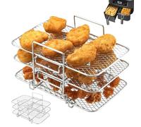 LEKEFETO Airfryer Accessoires pour friteuse à air chaud à 3 étages pour Ninja Foodi Dual Zone AF300EU/ AF400EU, Air Fryer Rack multifonction, accessoire de friteuse à air chaud, pour Ninja Foodi Dual