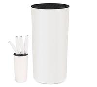 LEKEFETO Bloc à couteaux universel sans couteaux - Porte-couteaux blanc pour tous les couteaux de cuisine - Support rond avec insert amovible
