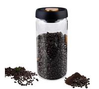 LEKEFETO Boîte à café en verre de qualité alimentaire de 1800 ml avec couvercle sous vide - Boîte à café hermétique pour thé, noix, cacao - 10.5 cm (L) x 10.5 cm (W) x 22.99 cm (H) - Style minimaliste