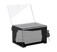 LEKEFETO Boîte à dragées acrylique: verrouillable à clé, boîte en acrylique avec clé, boîte de conseils avec porte-enseignement, boîte d'action pour vote, concours, 155 x 109 x 96 mm,