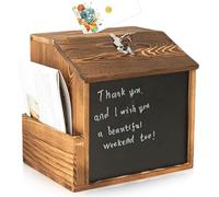 LEKEFETO Boîte à suggestions en bois avec serrure et tableau noir - Verrouillable - Pour montage mural - Urne de choix pour bureau, école, centre client, hôpital (marron)