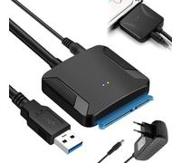 LEKEFETO Câble adaptateur SATA vers USB 3.0 pour disque dur 2,5/3,5" HDD/SSD - Avec adaptateur secteur 12 V/2 A, haute vitesse 6 Gbps, convertisseur de disque dur externe (Windows/Mac/Linux)