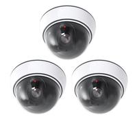LEKEFETO Caméra factice dôme avec lumière LED clignotante : Lot de 3 caméras factices pour l'intérieur et l'extérieur, caméra de surveillance factice avec matériel de montage - Solution de sécurité