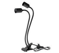 LEKEFETO Clip Double Tête Support de Lampe E27 à Tuyau Col de Cygne, Rotation 360 Degrés avec Lampe de Table pour Lecture de Nuit