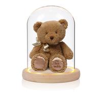 LEKEFETO Cloche en verre avec fond en bois, 16 cm de haut, couvercle décoratif en verre avec lampe, cloche en verre transparent, décoration de dôme en verre, pour la Saint-Valentin, rose éternelle