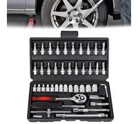 LEKEFETO Coffret de clés à cliquet 46 pièces Petit : Cliquet à changement rapide à serrage rapide, clés à douille en acier Cr-V avec cliquet à changement rapide de 6,35 mm, jeu de douilles, pour