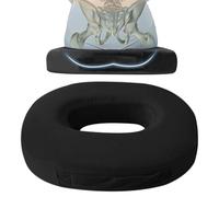 LEKEFETO Coussin d'assise orthopédique rond en mousse à mémoire de forme - Coussin d'assise orthopédique noir - Pour favoriser la circulation sanguine, soulager la douleur, le bureau, le siège de