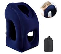 LEKEFETO Coussin de voyage gonflable - Coussin de voyage gonflable - Confortable - Soutient la tête et le menton - Pour voiture, avion, voyage en train, camping (bleu marine)