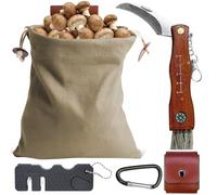 LEKEFETO Couteau à champignons avec brosse et règle : sac de chasse, couteau à champignons, couteau à champignons avec brosse, couteau de poche avec couteau éponge en toile, couteau pliant, couteau