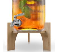 LEKEFETO Distributeur de boissons en bois - Support pour distributeur de boissons - Rond - Support de couvercle - Pour pique-niques, fêtes, ornements, mariages (21,5 cm)