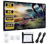 LEKEFETO Écran de projection 120 pouces: écran de projection 16:9 HD, écran de projection extérieur anti-rides, écran pliable pour la maison, le bureau, l'école, le camping