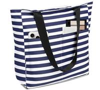 LEKEFETO Grand sac de plage avec fermeture éclair : sac de bain imperméable, sac à bandoulière pliable avec plusieurs poches, sac de voyage, pour la plage, les voyages, les vacances, le fitness