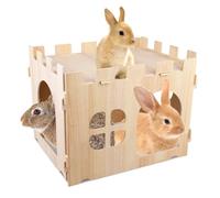 LEKEFETO Grande Maison pour Lapin, Bois Cochon d'Inde Lit avec Entrées, Cochon d'Inde Jouet, Cochon d'Inde Accessoires, pour Chinchilla, Hamster, Lapin, Furet - 40 x 30 x 30 cm
